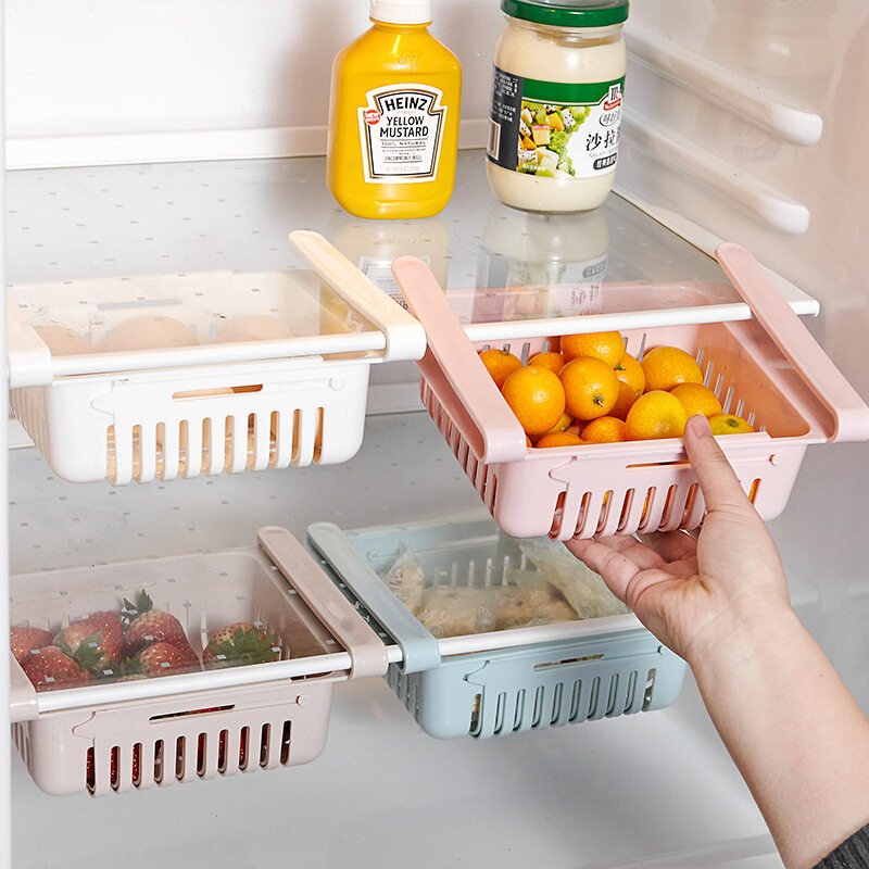 New household refrigerator pull-out storage box Multi-functional kitchen layered refrigerator shelf preservation partition layer shelf
